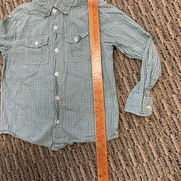 H&M Green Blue White Plaid Checkered Button Up Down Long Sleeves Shirt Boys 6-7 - Picture 11 of 13